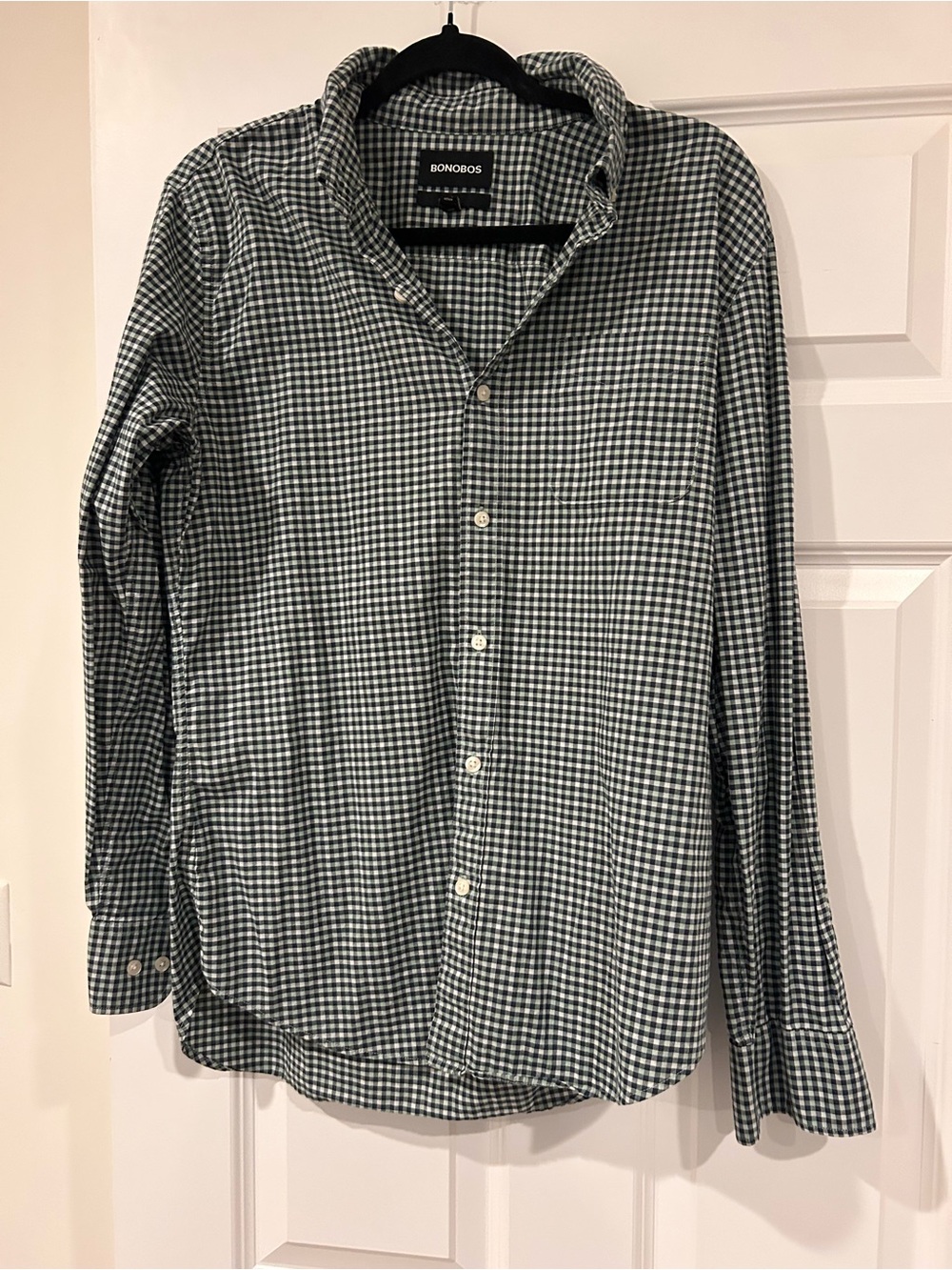 Bonobos Green and White Gingham Button-Down Shirt